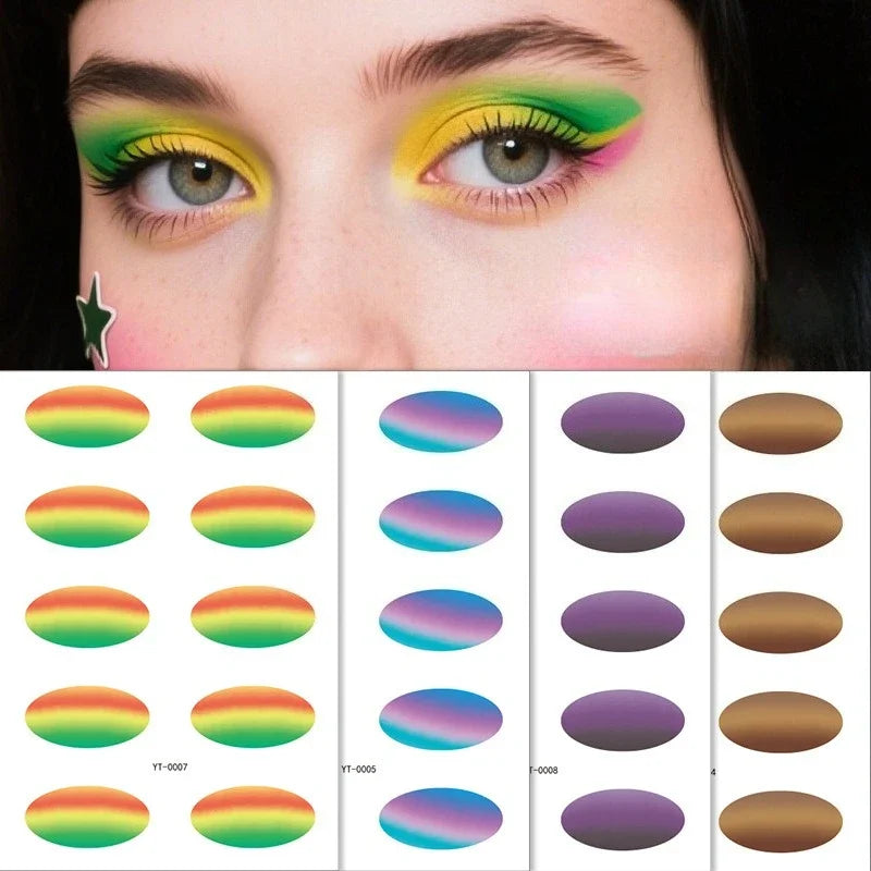 Disposable Temporary Eyeshadow Tattoo Stickers Waterproof DIY Flash Eyeshadow Eyeliner Face Sticker Stage Party Makeup Tool